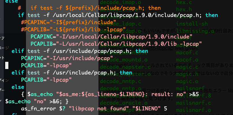libpcapのpathが怪しい