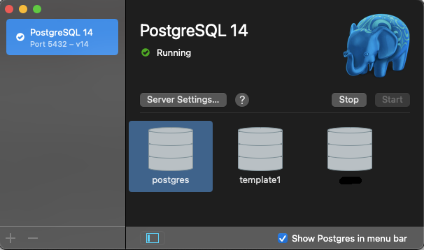 PostgreSQL14の起動と終了