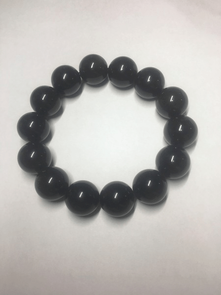 August Birthstone Black Onyx Grain 16mm Bracelet Jewelry